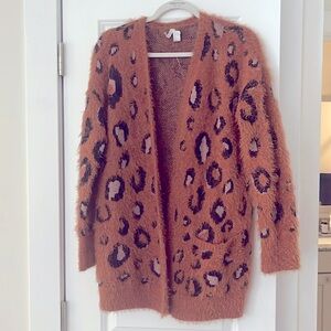 Leopard print cardigan sweater